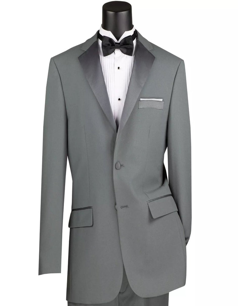 Mens Big and Tall Gray Tuxedo Sateen Lapel Classic Fit Suit