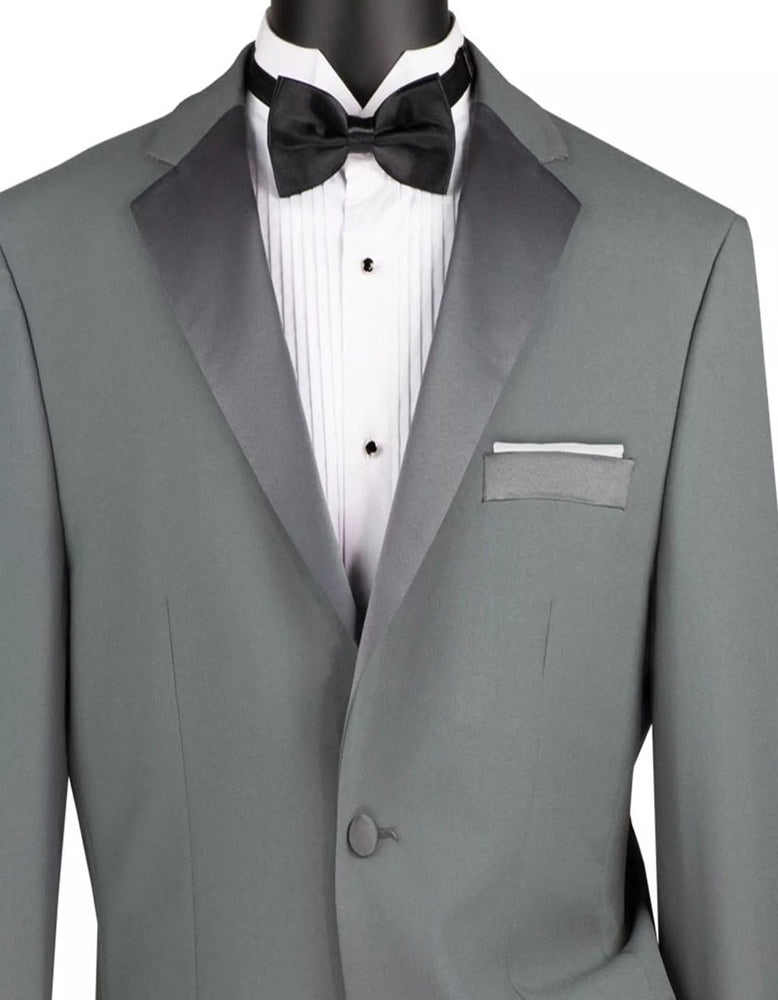 Mens Big and Tall Gray Tuxedo Sateen Lapel Classic Fit Suit