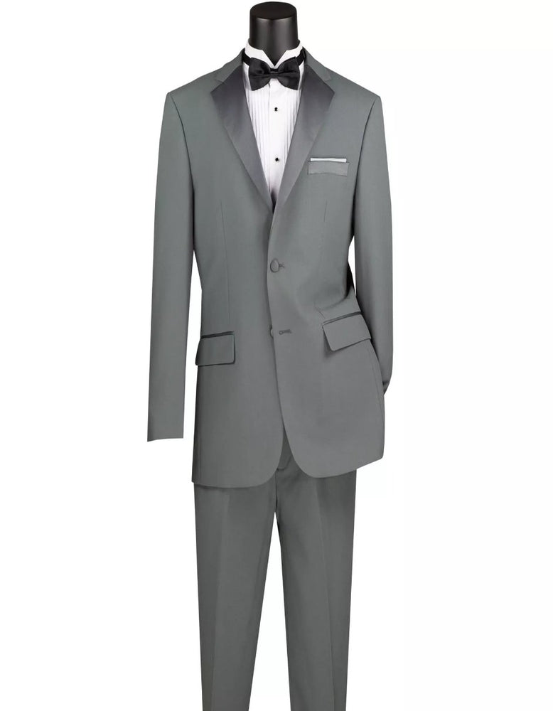 Mens Big and Tall Gray Tuxedo Sateen Lapel Classic Fit Suit