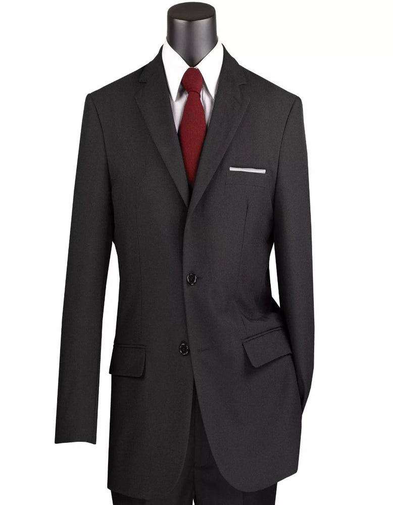 Mens Black Big and Tall 2 Button Classic Fit Poplin Polyester Suit