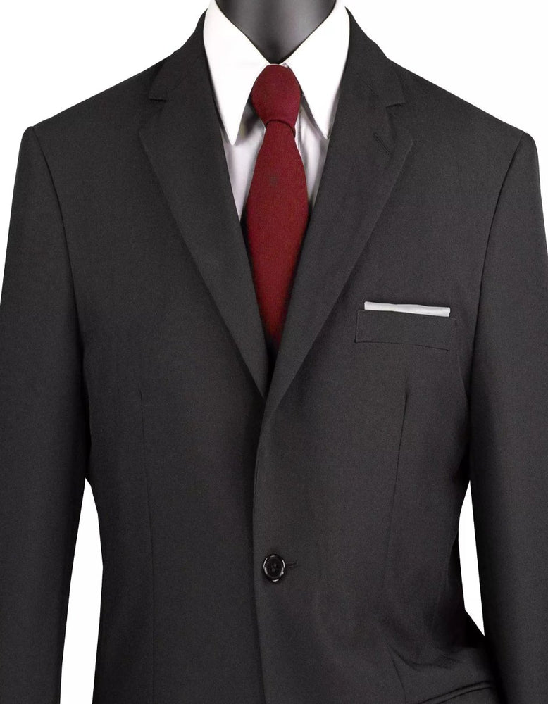 Mens Black Big and Tall 2 Button Classic Fit Poplin Polyester Suit