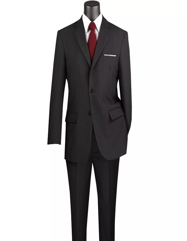 Mens Black Big and Tall 2 Button Classic Fit Poplin Polyester Suit