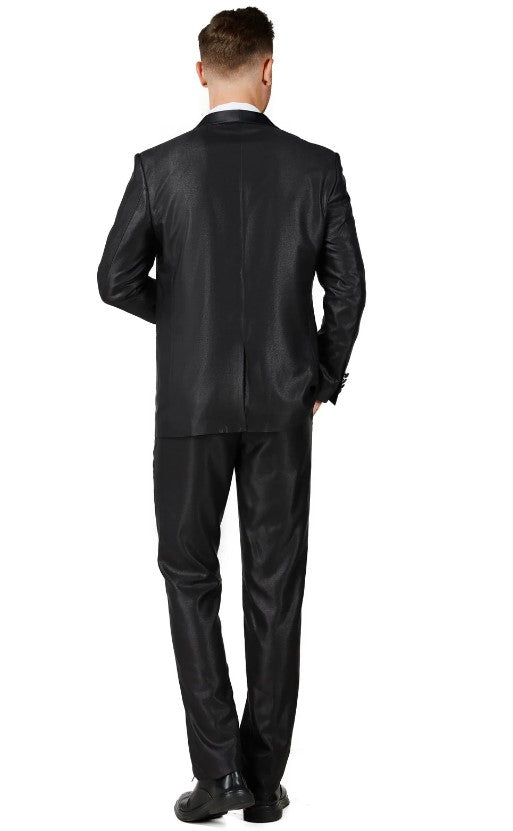 Mens Shiny Black Single Breased Shawl Lapel Tuxedo Slim Fit