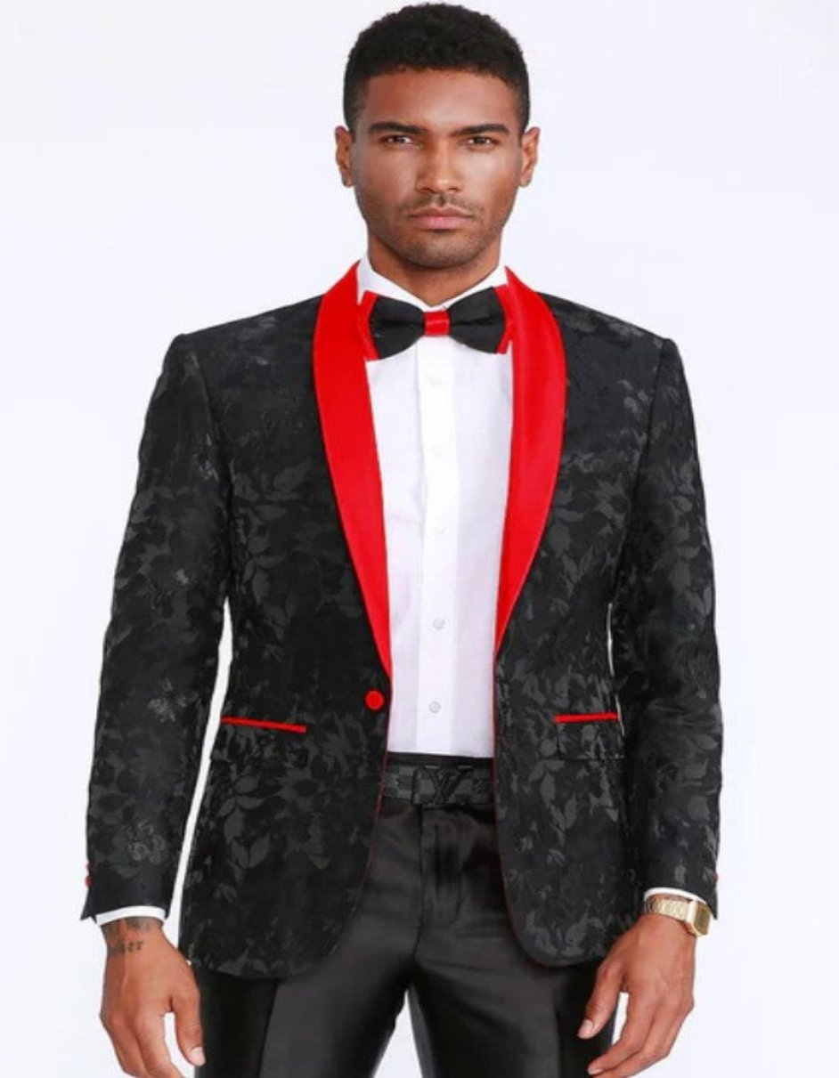 Red and Gold and Black Tuxedo Jacket - Designer Pattern