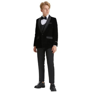 5pc Black Boys Velvet Tuxedo Includes Bowtie by Tazio - Men's Tuxedo USA