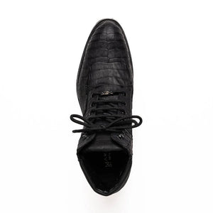 Marco Di Milano Leoni Oil Black Caiman Crocodile Lace-Up Boots