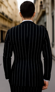 Black Pinstripe Suit - Gangster Suit - 1920's Suit - Double Breasted Suit