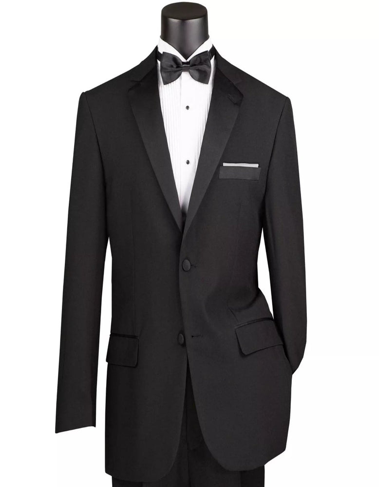 Mens Big and Tall Black Tuxedo Classic Fit Trim Sateen Lapel Suit