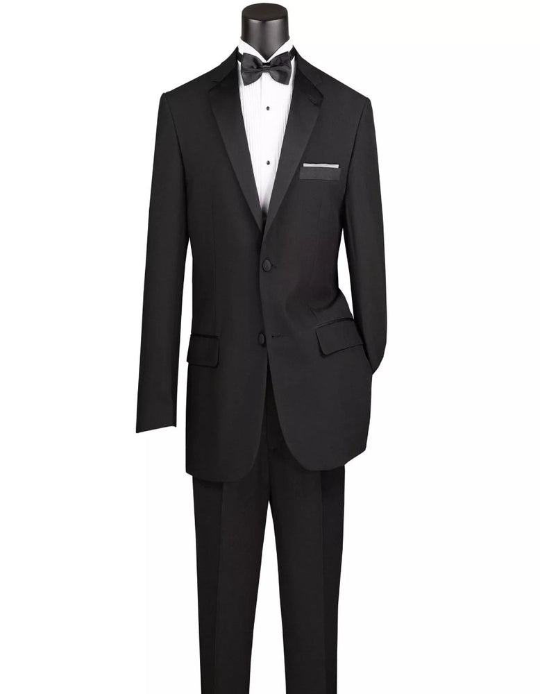 Mens Big and Tall Black Tuxedo Classic Fit Trim Sateen Lapel Suit