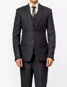 Mens Black Pinstripe Three Piece Suit Vintage Shelby Gangster Style