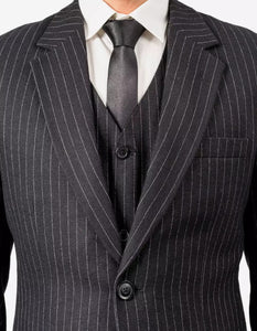 Mens Black Pinstripe Three Piece Suit Vintage Shelby Gangster Style