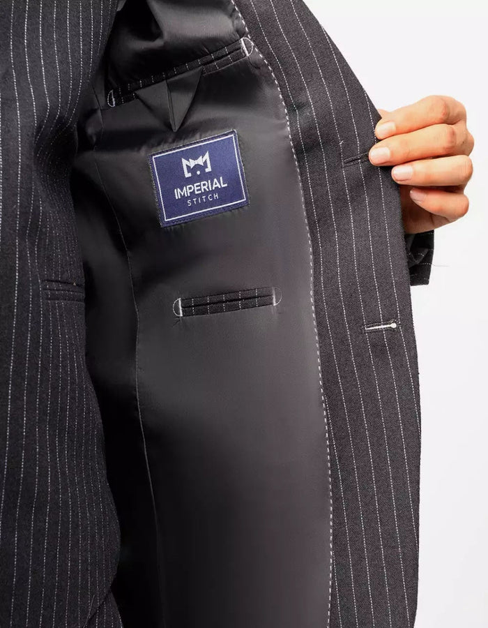 Mens Black Pinstripe Three Piece Suit Vintage Shelby Gangster Style