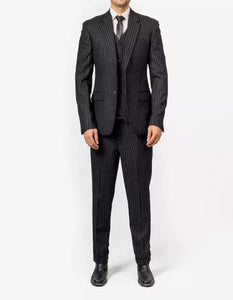 Mens Black Pinstripe Three Piece Suit Vintage Shelby Gangster Style