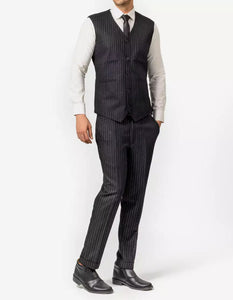 Mens Black Pinstripe Three Piece Suit Vintage Shelby Gangster Style