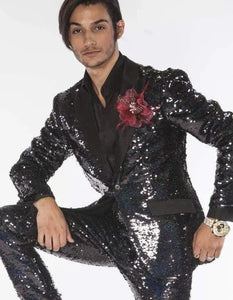 Mardi Gras Outfit - Mardi Gras Blazer For Men in Color Red in Sequin Fabric