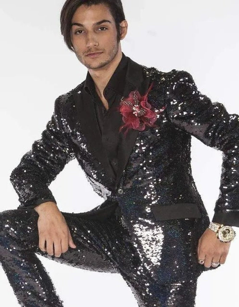 Mardi Gras Outfit - Mardi Gras Blazer For Men in Color Red in Sequin Fabric