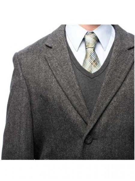 Men's Dress Coat Herringbone Cashmere Blend Grey Top Coat