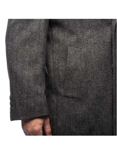 Men's Dress Coat Herringbone Cashmere Blend Grey Top Coat