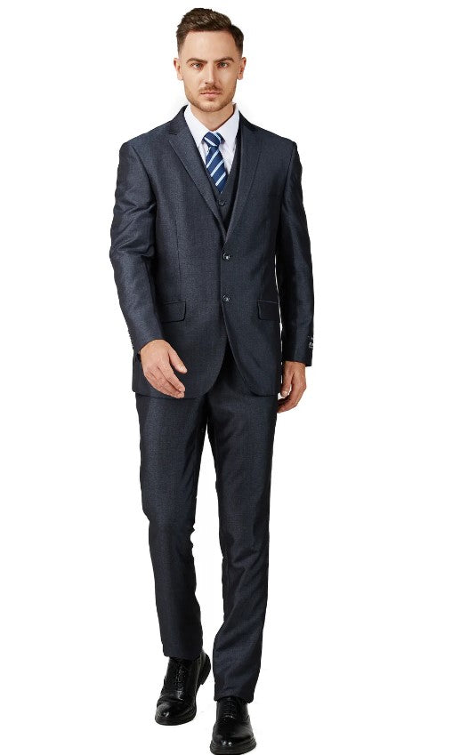 Mens Blue Charcoal Suit Slim Fit