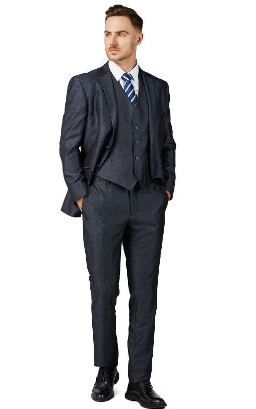 Mens Blue Charcoal Suit Slim Fit