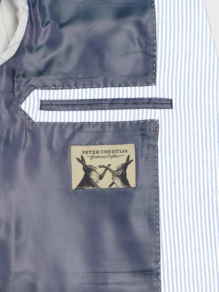 Blue Striped Seersucker Jacket