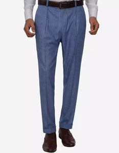 Mens Peak Lapel Two Piece Self Pattern Blue Suit
