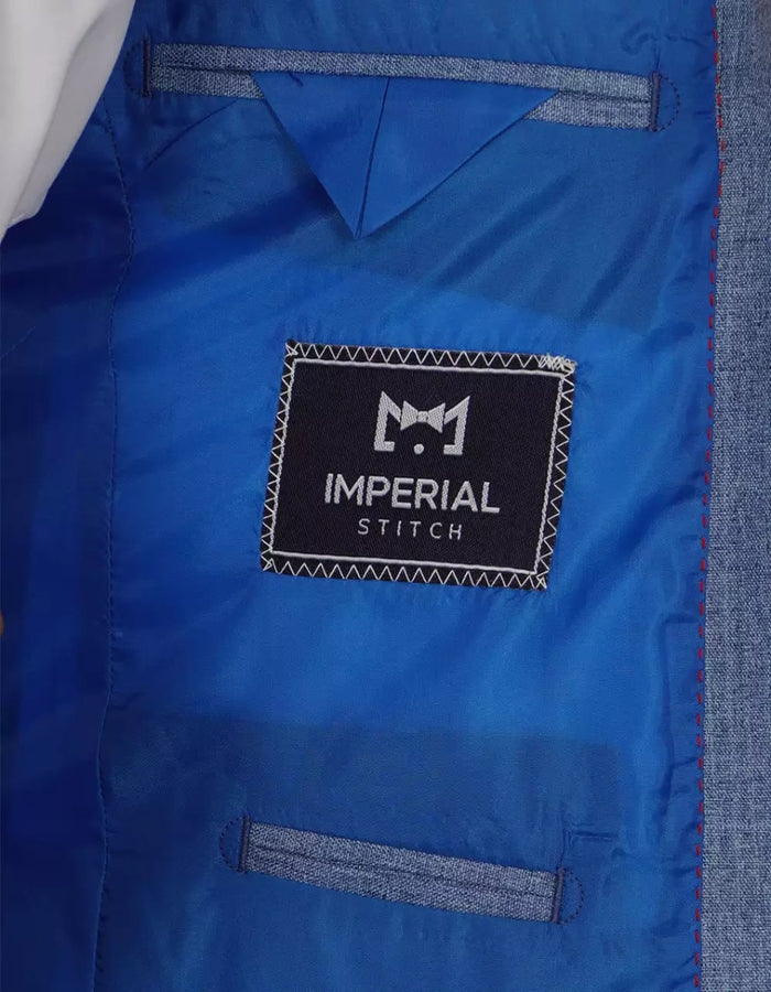 Mens Peak Lapel Two Piece Self Pattern Blue Suit