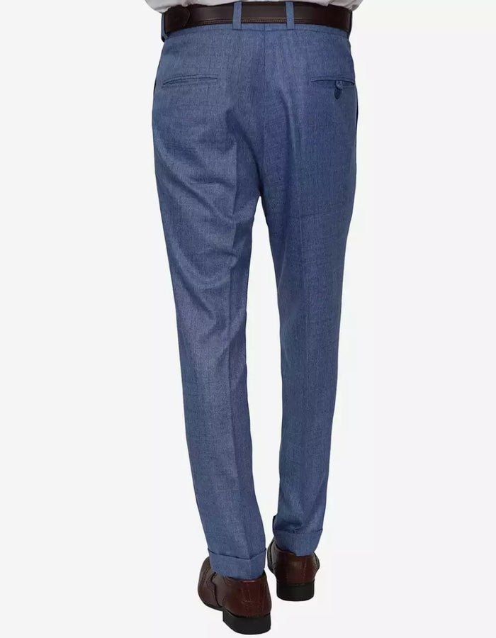 Mens Peak Lapel Two Piece Self Pattern Blue Suit