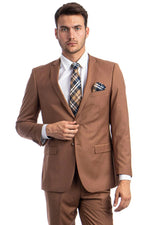 Brown Wedding Suit - Jacket + Pants - Brown Tuxedo - Brown Groomsmen  Notch Lapel Suit - Men's Tuxedo USA