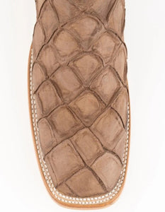 Ferrini Bronco Men's Print Pirarucu Fish Square Toe Boots Handcrafted Brown