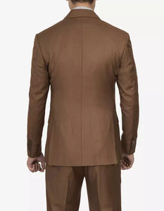 Mens Brown Peak Lapel 2-Piece Double Breasted Suit
