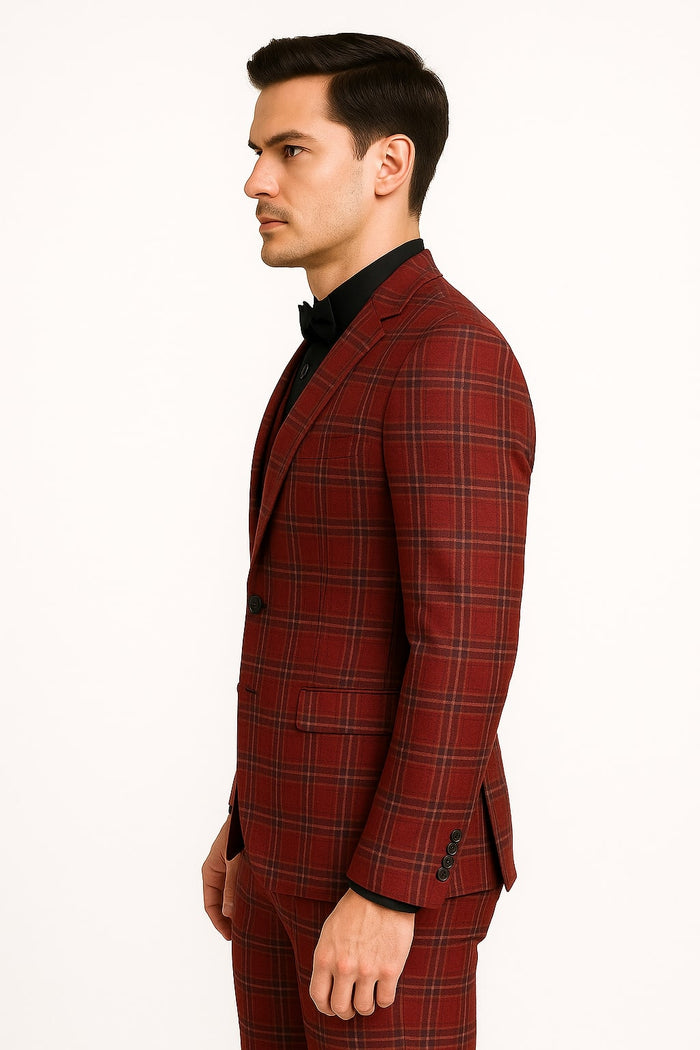 Mens Brown Pinstripe Double-Breasted Suit – Classic 6-Button Business and Vintage Style