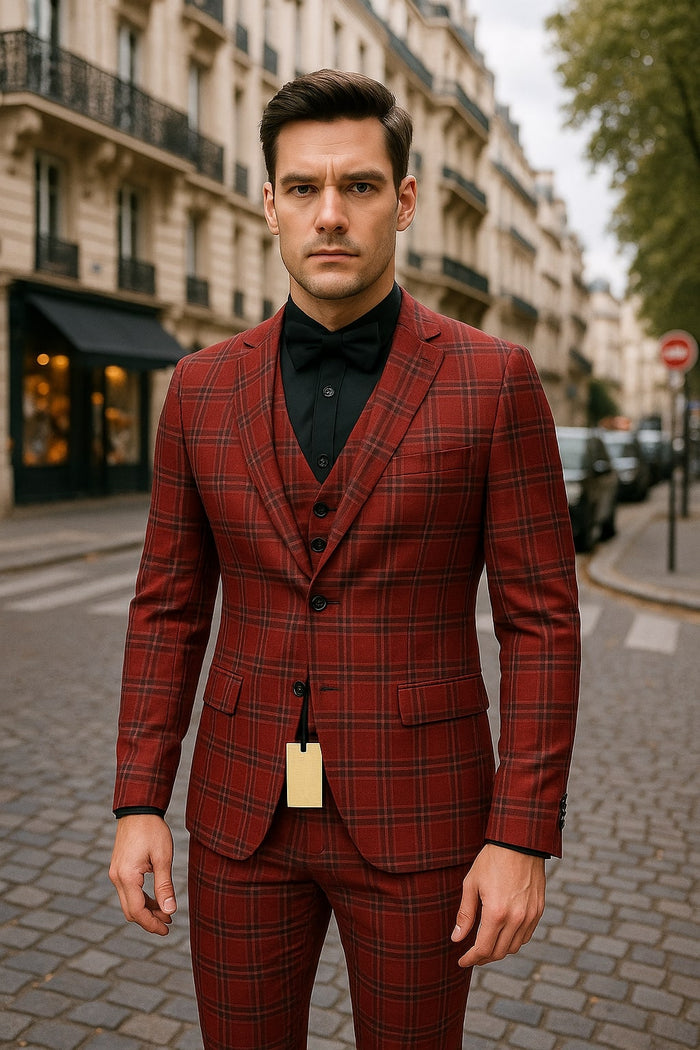 Mens Brown Pinstripe Double-Breasted Suit – Classic 6-Button Business and Vintage Style