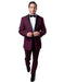 Mens Modern Wool Peak Trim Wedding Tuxedo in Burgundy - Men's Tuxedo USA