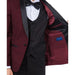 New Perry Ellis Boys Burgundy Tuxedo Set, Solid 5-Piece Black Shawl Collar - Men's Tuxedo USA