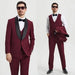 Stacy Adams 3pc Tuxedo Shawl Lapel, Burgundy Red - Men's Tuxedo USA