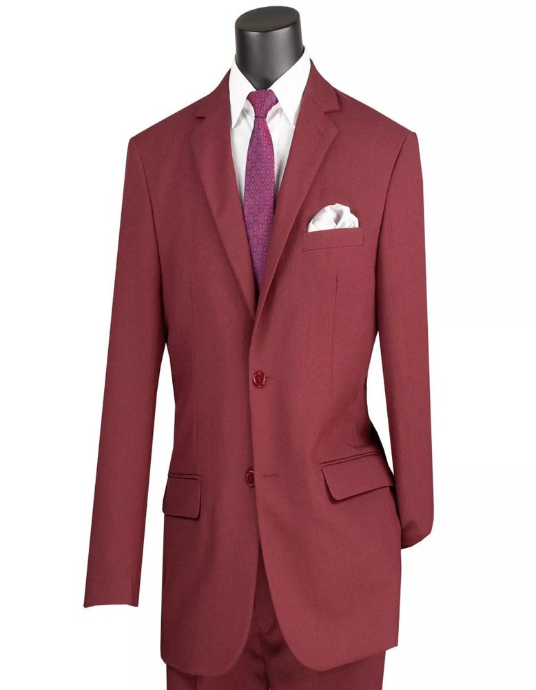 Mens Big and Tall Burgundy Two Button Classic Fit Poplin Polyester Suit