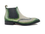 Carrucci Burnished Calfskin Wingtip Boot - Luxury Brown Leather