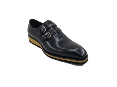 Carrucci Burnished Leather Double Monk Strap Whole Cut Shoe