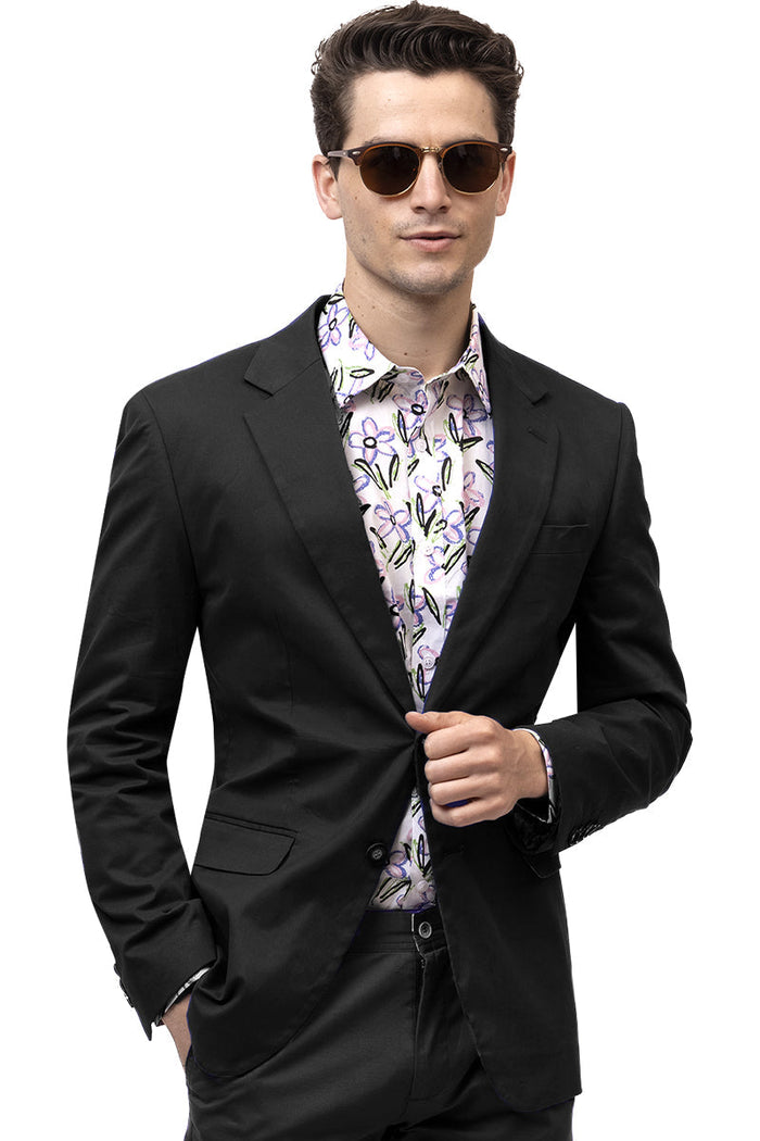 Men's Modern Fit Casual Summer Chino Blazer in Black
