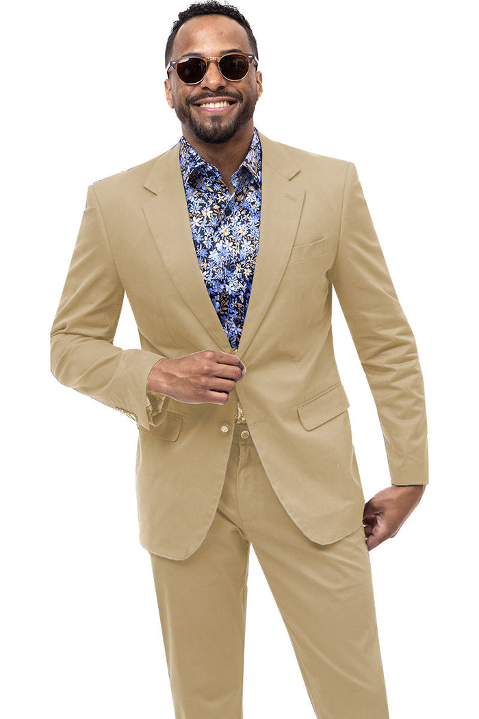 Men's Modern Fit Casual Summer Chino Blazer in Khaki