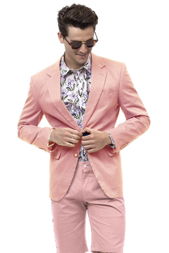 Men's Modern Fit Casual Summer Chino Blazer in Pink
