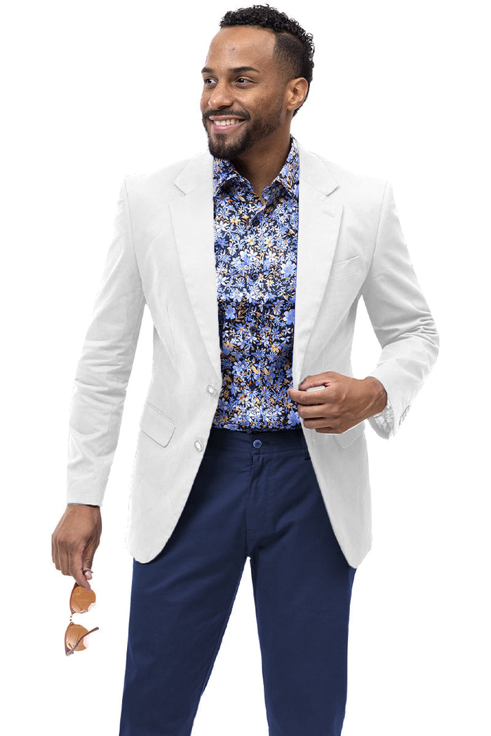Men's Modern Fit Casual Summer Chino Blazer in White