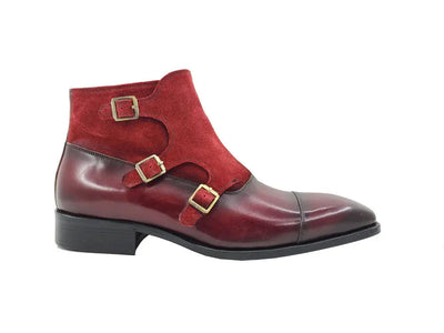 Carrucci Calf & Suede Monk Chukka Boot - Three Buckle Detail