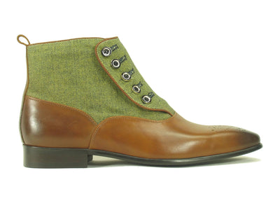 Carrucci Calfskin Button Boot - Luxury Slip-On Leather Shoe