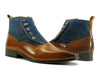 Carrucci Calfskin Button Boot - Luxury Slip-On Leather Shoe