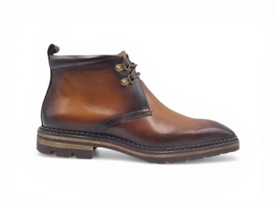 Carrucci Chukka Boot: Luxury Calfskin Lug Sole Ankle Boot