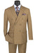 Camel Modern Fit Double Breasted Windowpane Peak Lapel 2 Piece Suit