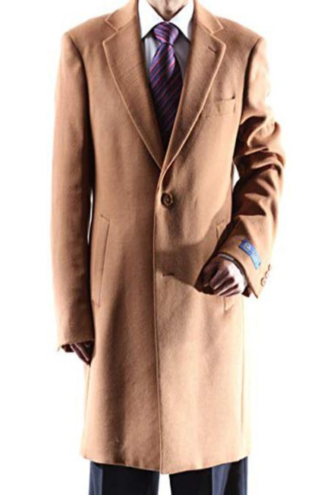 Men's Dress Coat Caravelli 2 Buttons Style Men's Carcoat ~Three Quarter Camel Long Men's Dress Topcoat - Winter Coat Long Jacket