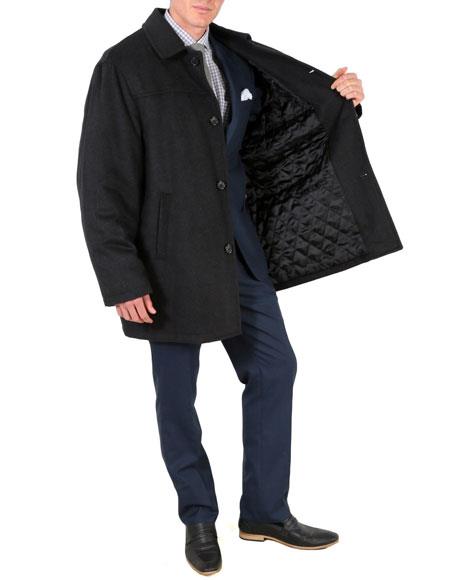 Mens Dress Carcoat Black Overcoat - Mens Car Coat